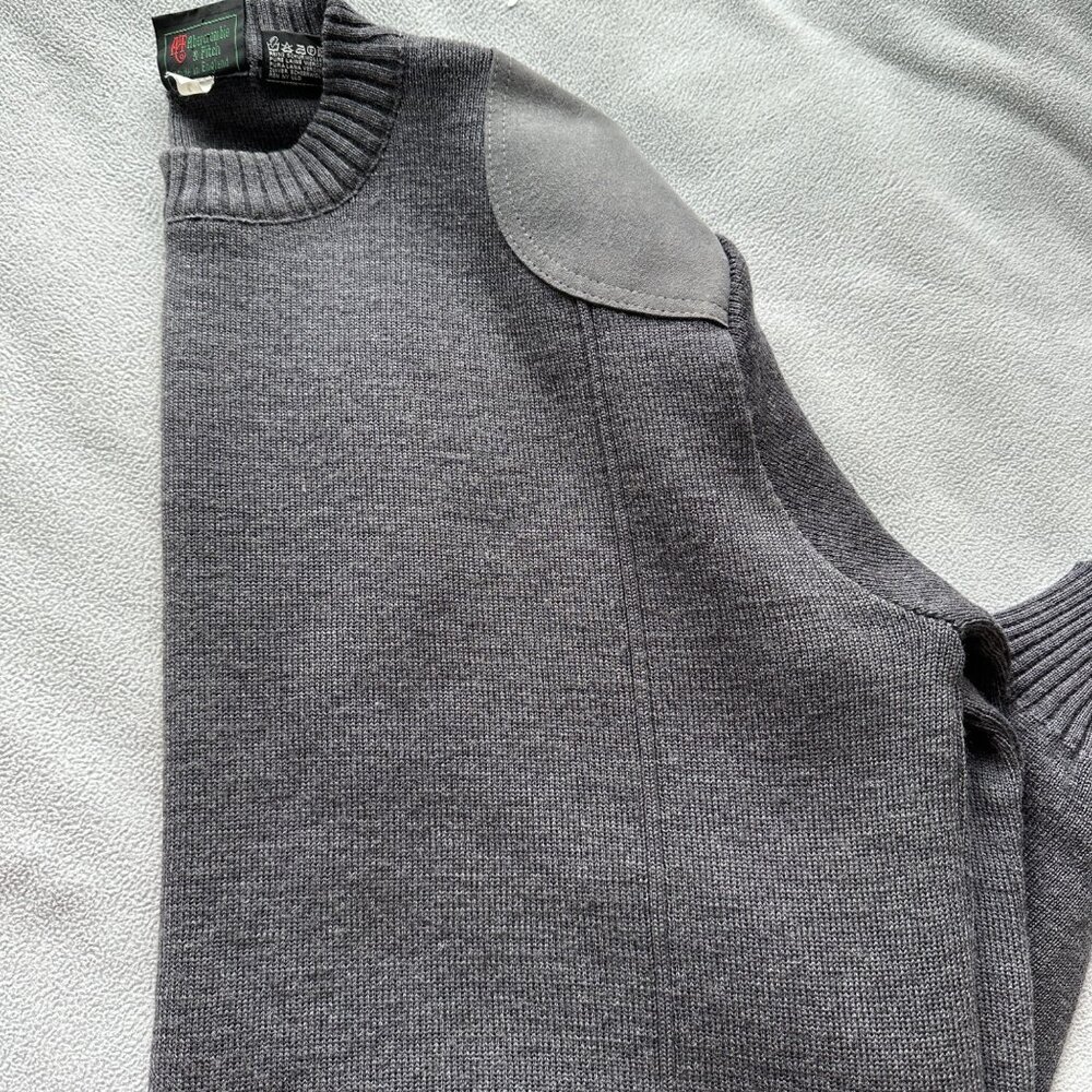 Vtg Abercrombie Fitch Sweater Mens Large Wool  England Made‎ Hunting Black Label - Picture 8 of 9